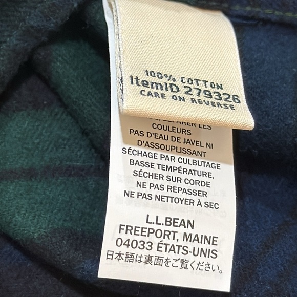 L.L. Bean Plaid Long Sleeve Flannel Sz XS Button Down Relaxed Fit - Picture 4 of 4